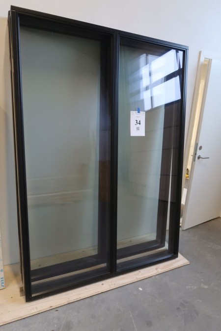 Wooden window, black / black, H208xW150 cm, frame width11.5 cm. model Photo