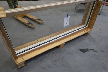 Wooden window, white / white, W204xH80 cm, frame width 11.5 cm