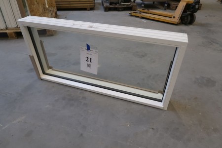 Wooden / aluminum window, white / white, W119xH56.5 cm, frame width 13 cm. model Photo