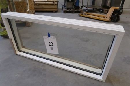 Wooden / aluminum window, white / white, W119xH56.5 cm, frame width 13 cm. model Photo