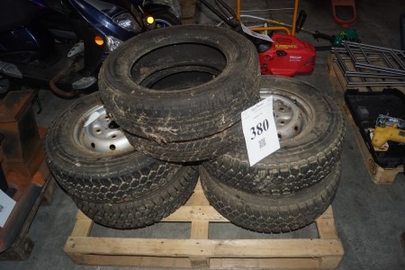 4 tires on rims, 175x14 comes from Ford Transit + 2 pcs tires 175 / 65x14
