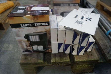 Ekspresso kaffemaskine + 12 stk kæder ubrugt til motorsav.  .325, 058", 72 led