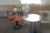 2 reception tables + chair + 3 images + showcase + fan