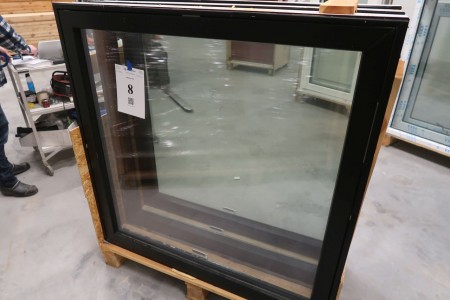 Kunststofffenster, schwarz / schwarz, B131xH131 cm, Rahmenbreite 11,5 cm. Wurde angepasst. Modell Foto