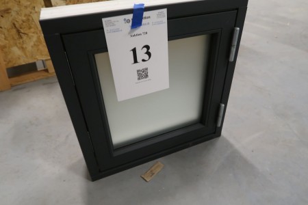 Holz- / Aluminiumfenster, anthrazit / weiß, B50xH50 cm, Rahmenbreite 13 cm. Mit mattem Glas