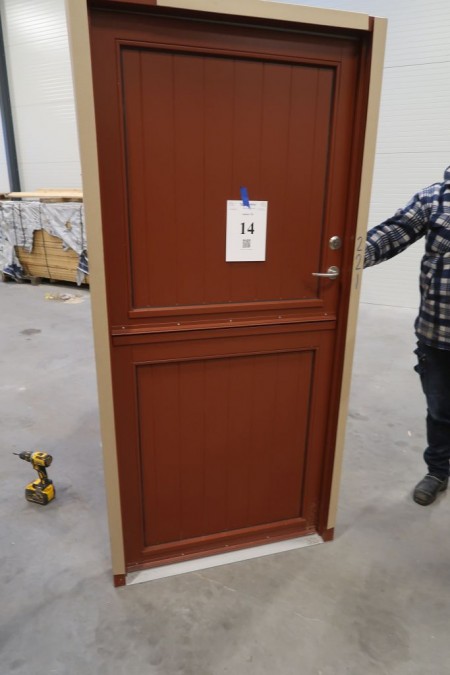 Facade door, wood, left in, Swedish red / Swedish red, 2 split, W98,5xH208,5 cm, frame width 11,5 cm