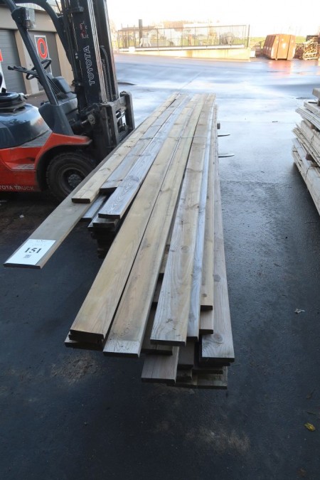 Estimated 260 meter deck boards, 25x120 mm. Length 300-600 cm. pressure-treated