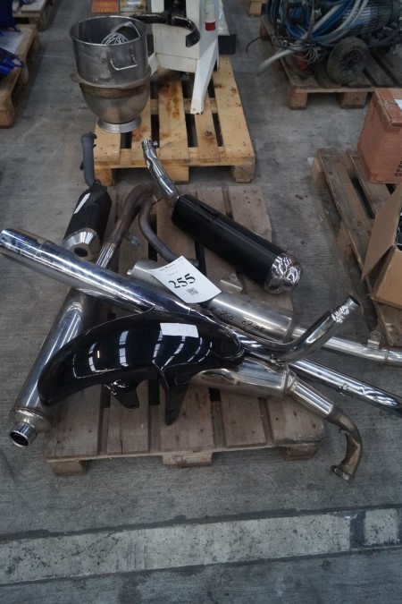 Various exhaust pipes for motorcycle.