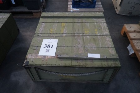 Large ammunition box in wood, previously contained armor, 80x80x35cm.