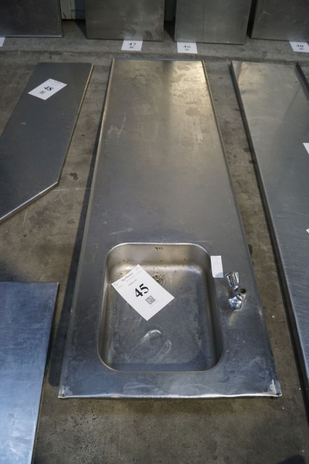 Stainless steel sink, 232x65cm.