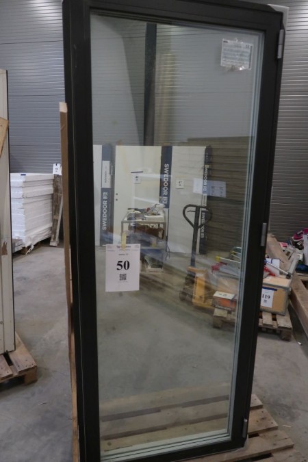 Patio door, wood / alu, right out, anthracite / white, W90xH218.5 cm, frame width 15 / 17.5 cm. See photo