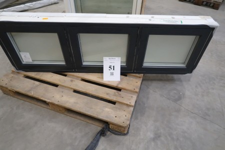 Fenster Holz / Aluminium, Anthrazit / Weiß, H50xB165,3 cm, Rahmenbreite 14,8 cm, mit festem Rahmen, 3-lagiges Mattglas.