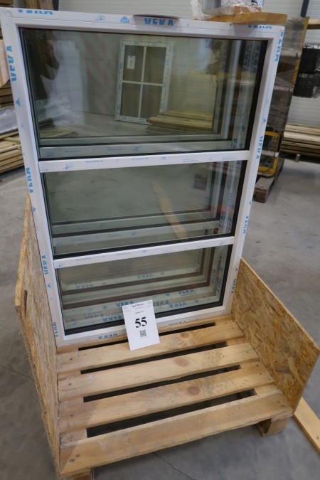 Kunststofffenster, weiß / weiß, 90xH130 cm, Rahmenbreite 11,5 cm, mit festem Rahmen. Modell Foto
