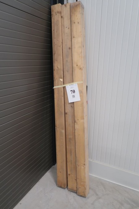 3 Stück Brettschichtholzpfosten mit Gewindestange oben 12x12 cm, Holzlänge 220 cm, Gewinde 35 cm