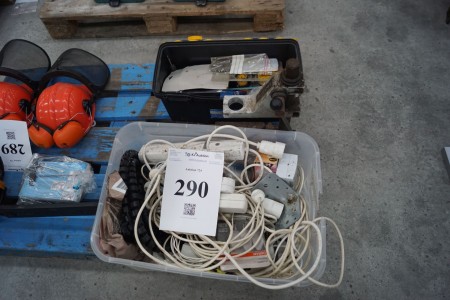 Toolbox + various electrical items, etc.