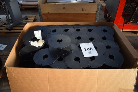 Box of plastic rolls for welding wire.
