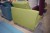 Sofa bed, in green, with armrests. Width: 145cm.