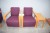 3 pieces. chairs in purple with armrests + coffee table 60x35x50cm.