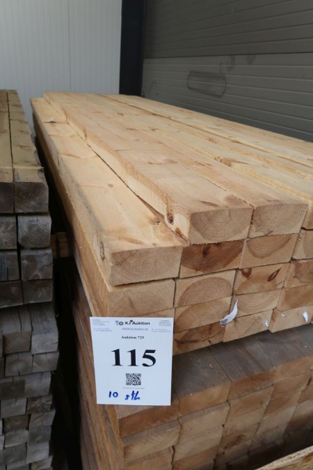 10 Stück Holz 65x128 mm. Länge 300 cm