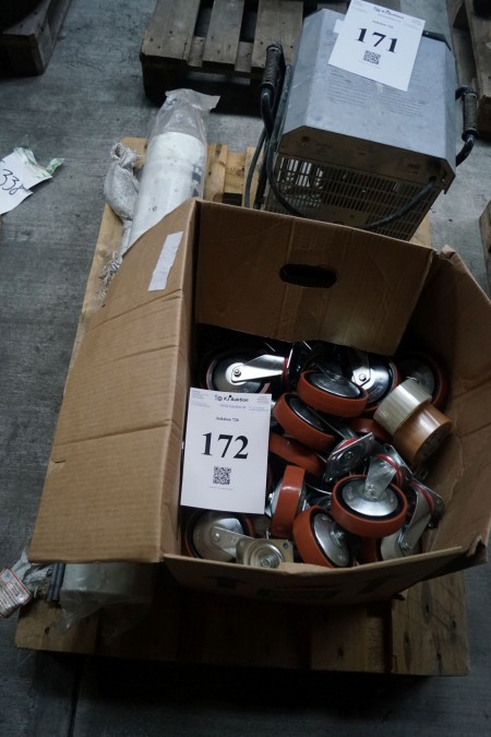 Various spare wheels for eg cabinets.
