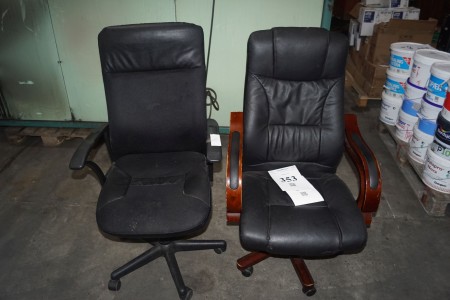 2 office chairs, leather.