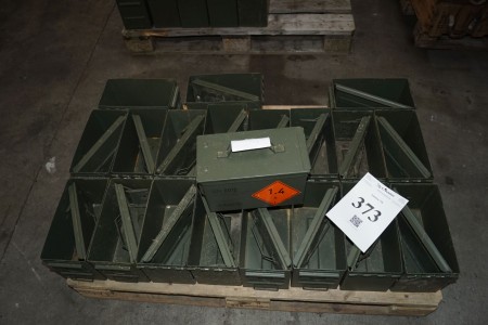 20 Stück Munitionskisten aus Metall mit Deckel. 15x30x18cm.