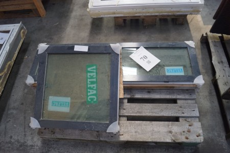 2 wooden / aluminum window 60x58 + 136.5x41 cm