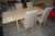 Spisebord med 4 stole. 183x92x75 cm. Bemærk ridser og mærke i bordpladen. 