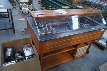Wooden salad counter, with cooling function + trays to insert.