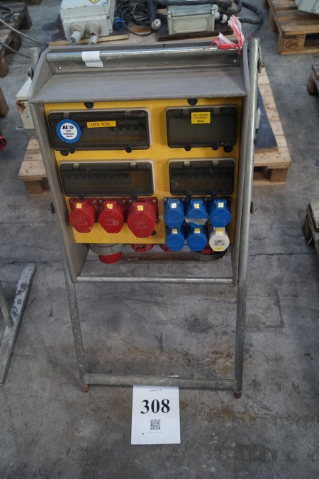 1 piece electrical switchboard for construction site. Max load 63A.
