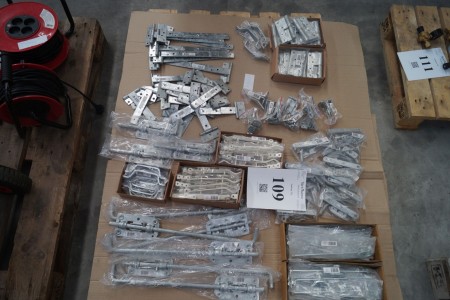 Lot of various fittings and hinges for doors etc.