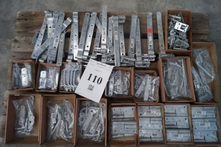 Lot of various fittings and hinges for doors etc.