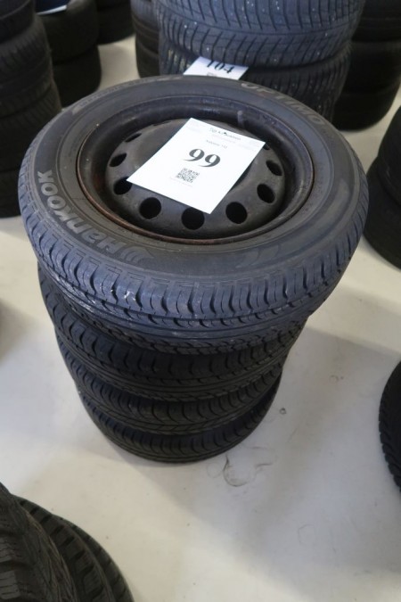 4 stk. stålfælge med dæk, 185/65R14, til Ford fiesta, hulmål 4x108 mm