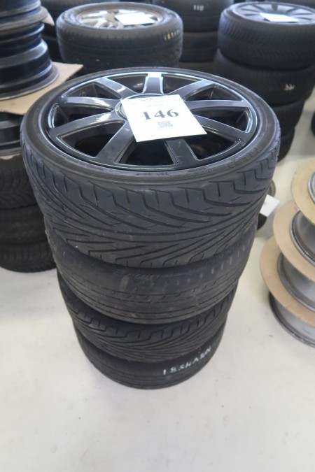 4 stk. alufælge med dæk, 225/40R18, til VAG, hulmål 5x112 mm