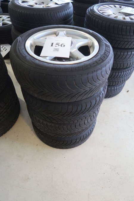 4 stk. alufælge med dæk, 195/60R15, til Nissan Primera, hulmål 4x114,3 mm