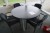 Rundt mødebord med 4 stole, Ø 120 cm, højde 75 cm