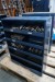 3 piece steel assortment cabinets with content.