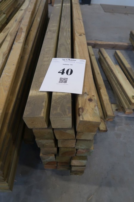 50.4 meter pressure impregnated posts, 67x67 mm, planed and with rounded corners. length: 240 cm