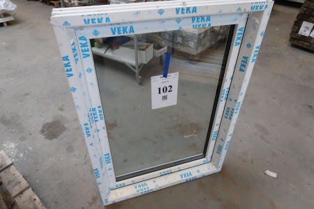 Plastic window, turn / tilt, white / white, B91xH125 cm, frame width 11.5 cm.