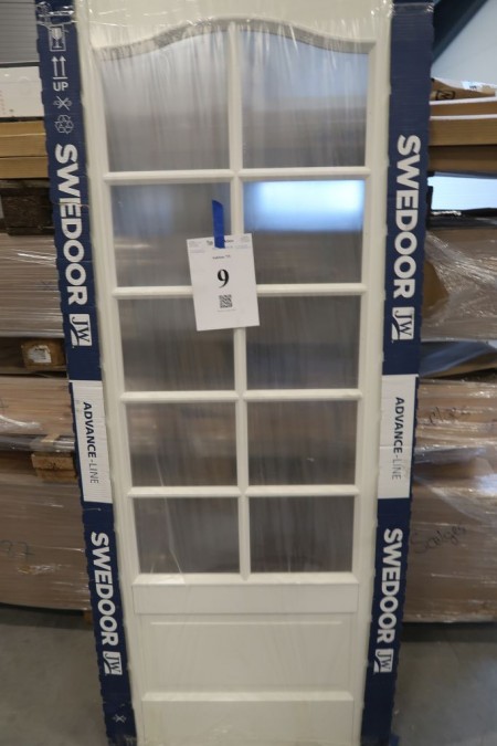 Glass door with 10 glass, 825x2040x40 mm. Have small scratches see photo