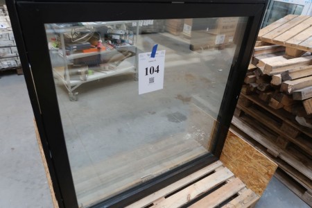Plastic window, black / black, W131xH131 cm, frame width 11.5 cm. Has been fitted.