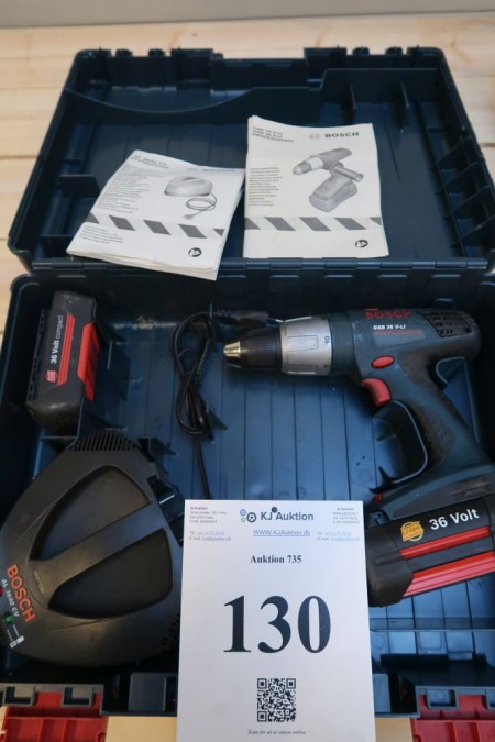 Cordless screwdriver, Bosch, GSB36V-LI, 36V, with 32 batteries and 1 charger, unused