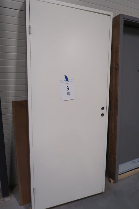 Interior door with frame. Frame measures 90x209 cm, frame width 9.5 cm, without base