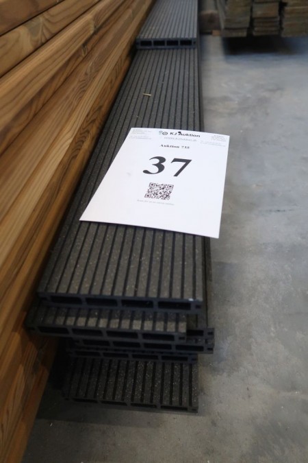 24,5 m lange Terrassenbretter aus Verbundwerkstoff, schwarz, 25 x 147 mm, Länge: 1/290, 6/360 cm
