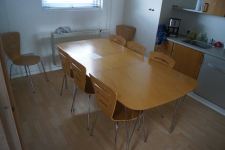 Meeting table with 8 chairs.
