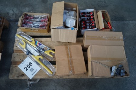 Measuring tapes, bits, dust masks, migic holder, etc.