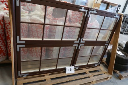 Holzfenster, H212xB142 cm, Rahmenbreite 11,5 cm, braun / weiß