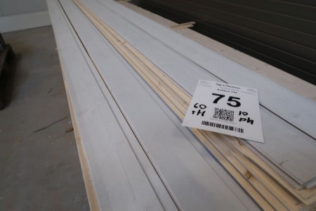60 stk. beklædningsbrædder, hvid, tykkelse 16 mm, dækkebredde 11,2 cm, længde 330 cm. Med ende not