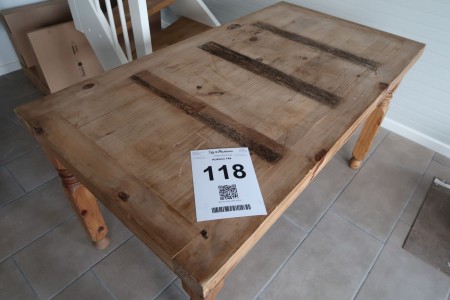 Antique table with drawer. W75xL100xH76 cm. "Made in Mexico" Model photo, not assembled, broadcast vary