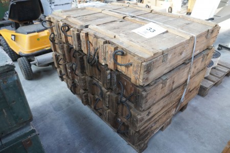 16 wooden ammunition boxes.